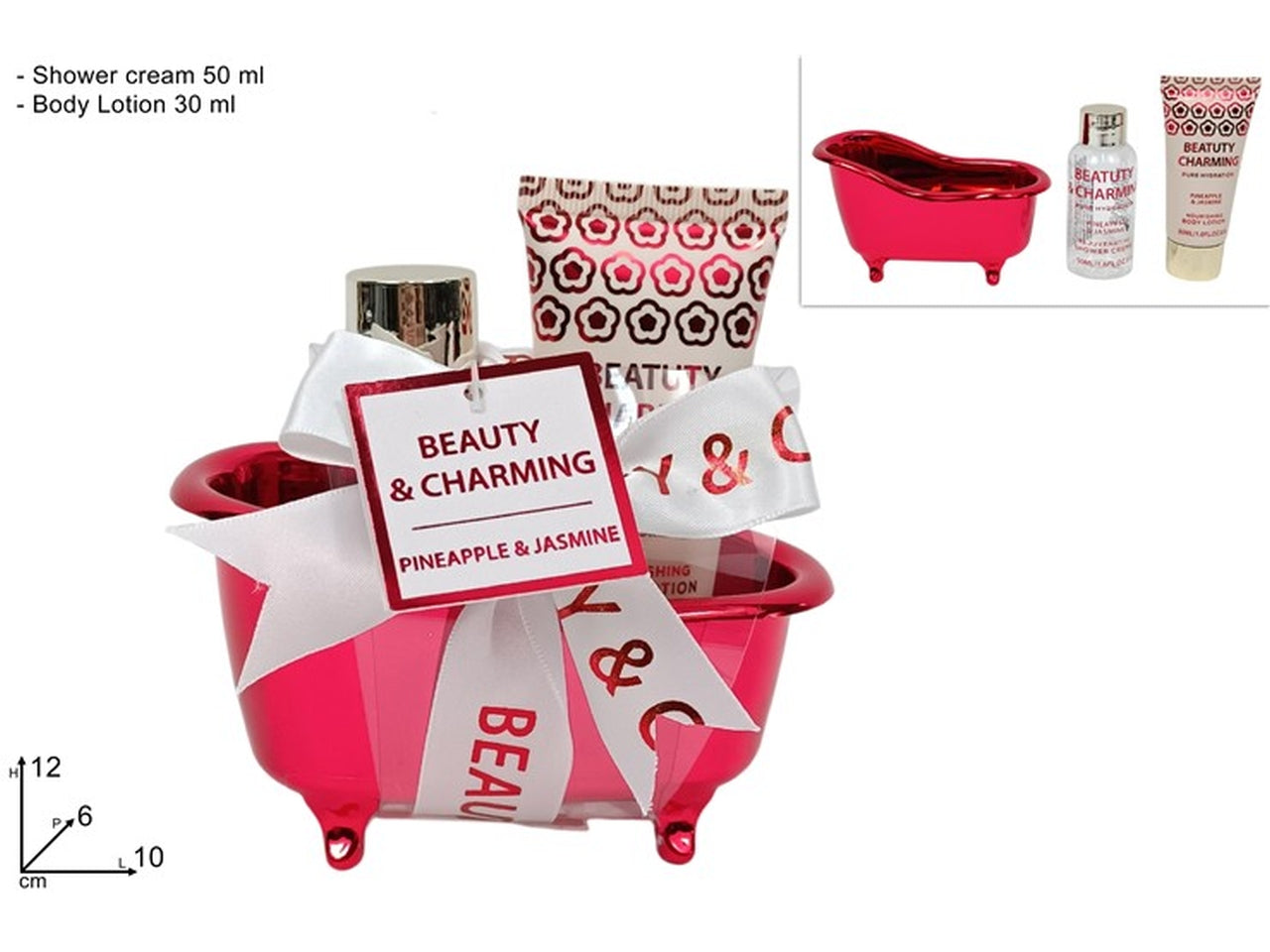 Set da bagno vasca rossa con 2 pezzi linea corpo