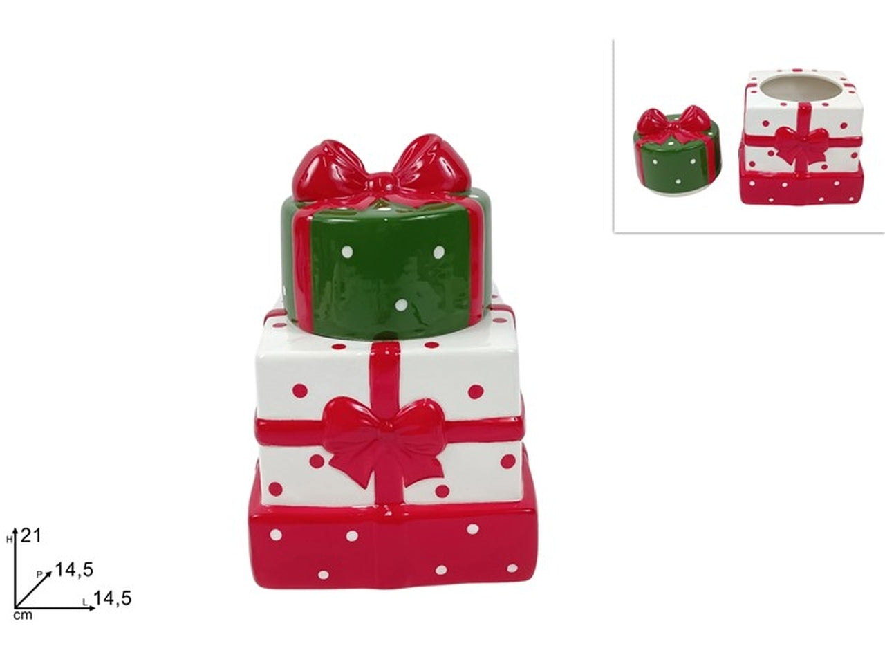 Barattolo in ceramica pacco regalo 14,5xh.21cm