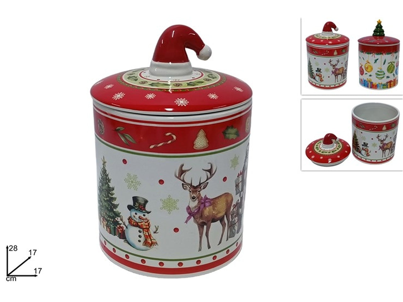 Barattolo in ceramica con decori natalizi 28x17cm assortiti
