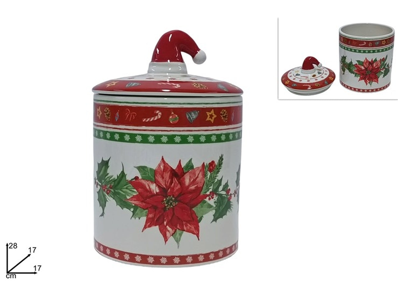 Barattolo in ceramica decoro stella di natale 28x17cm