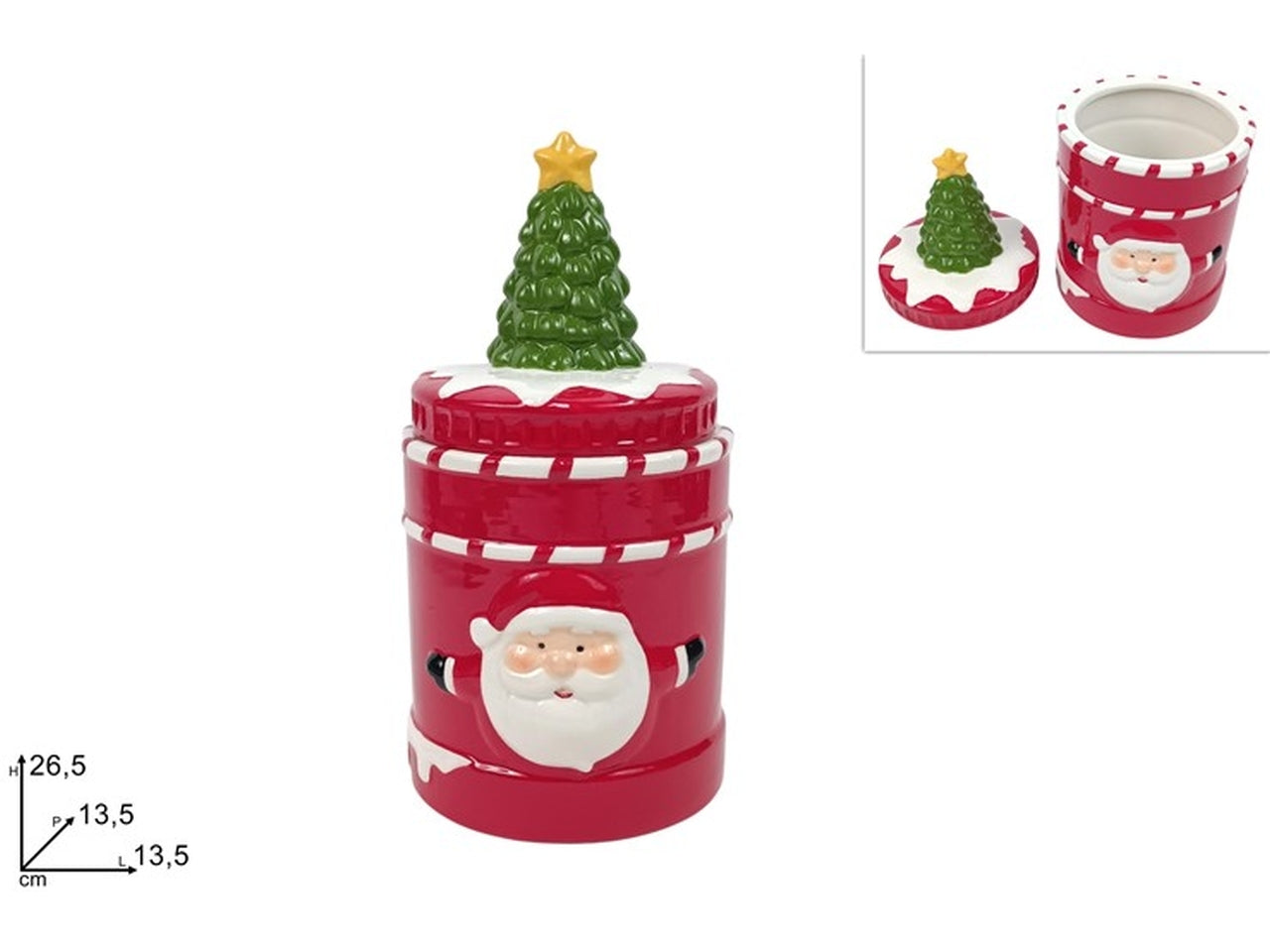 Barattolo in ceramica babbo natale con albero 26,5cm