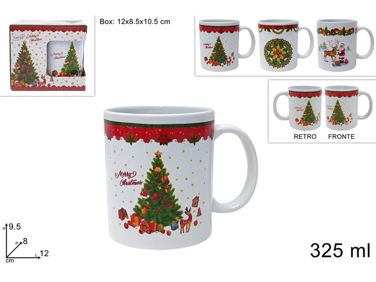 Tazzone mug fantasie natalizie 325ml in 3 assortimenti