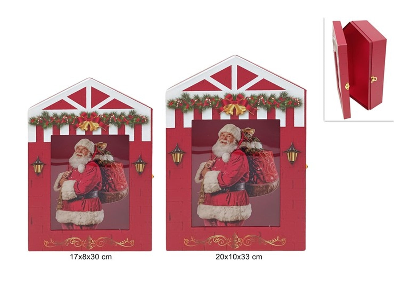 Scatole natalizie con vetrinetta 2misure 17x8x30cm/20x10x33cm