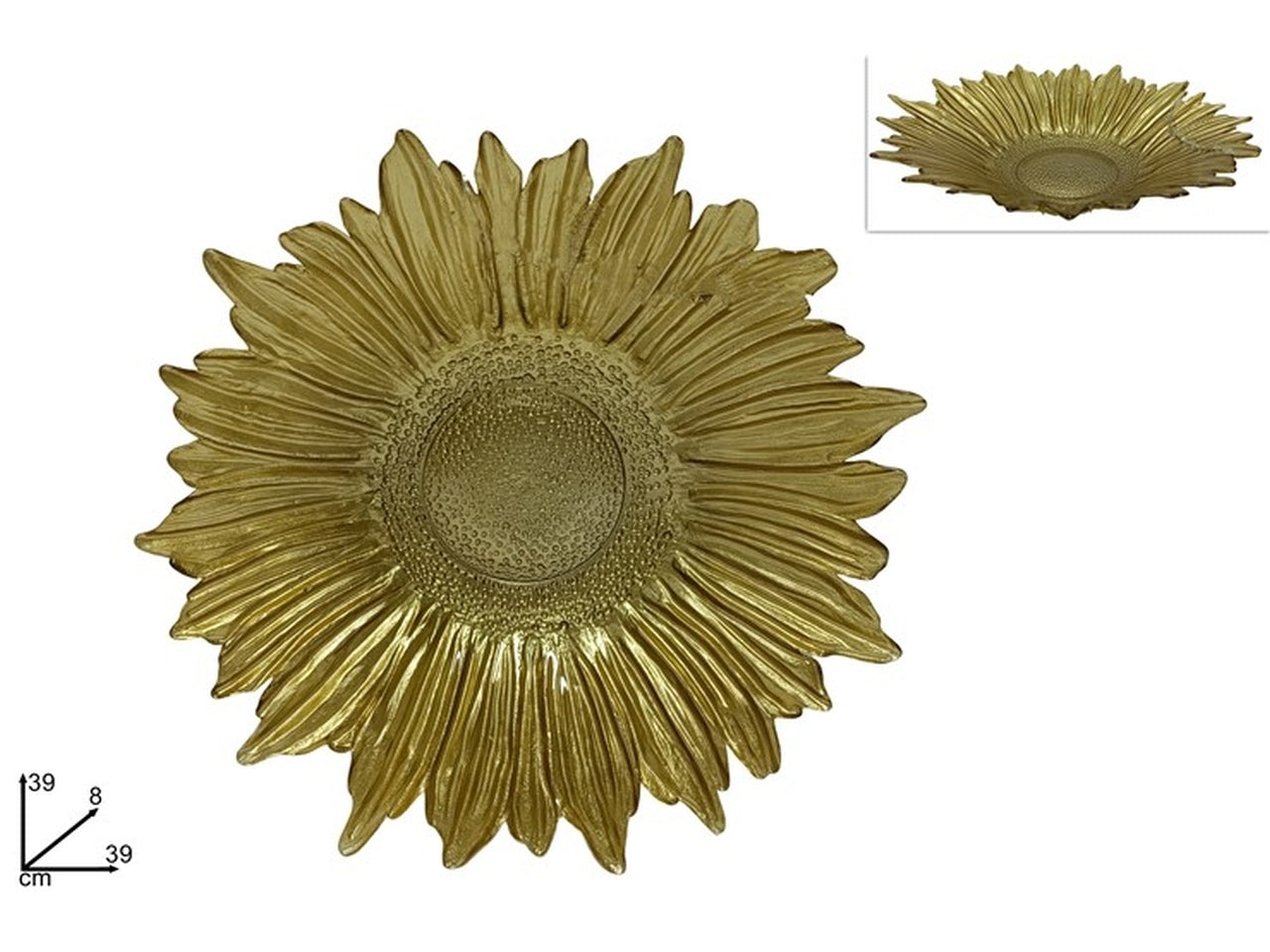 Centrotavola fiore in vetro 39xh.8cm oro