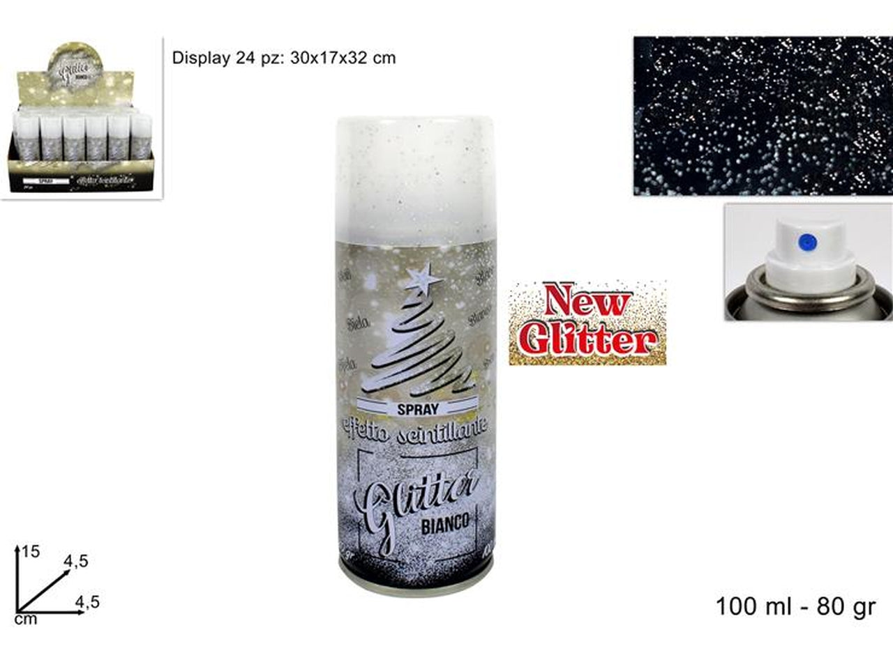 Bomboletta spray glitter bianco100ml