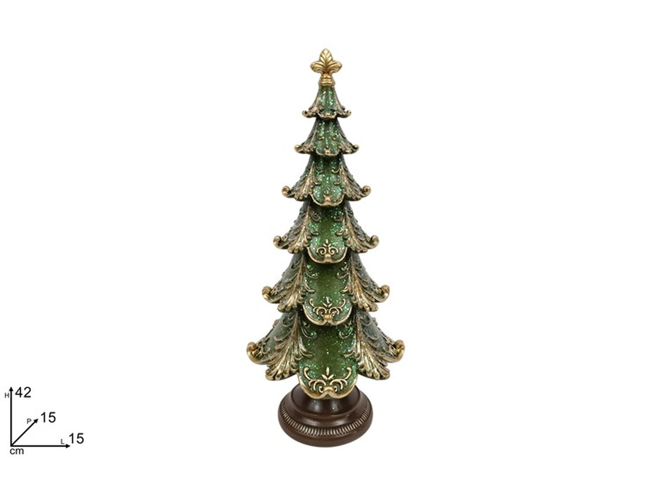 Albero 42cm verde con decoro oro
