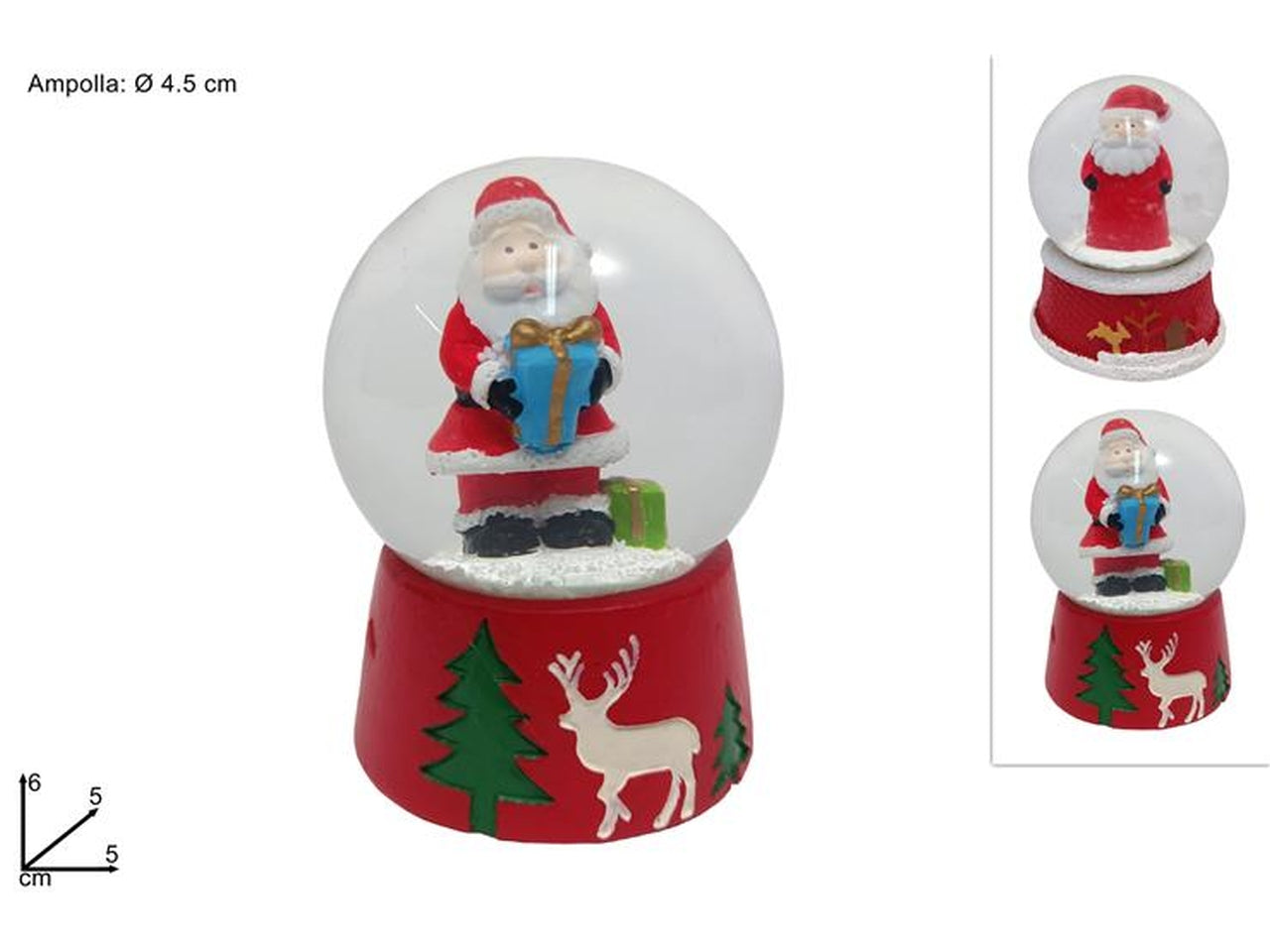 Ampolla 4,5cm con babbo natale modelli assortiti