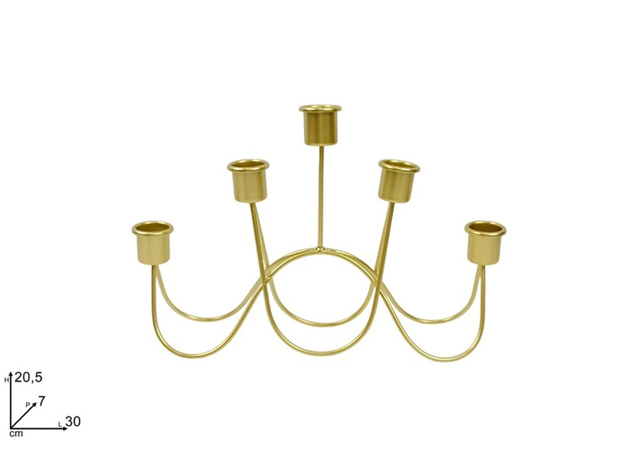 Portacandele in metallo 5 posti 30x20,5cm oro