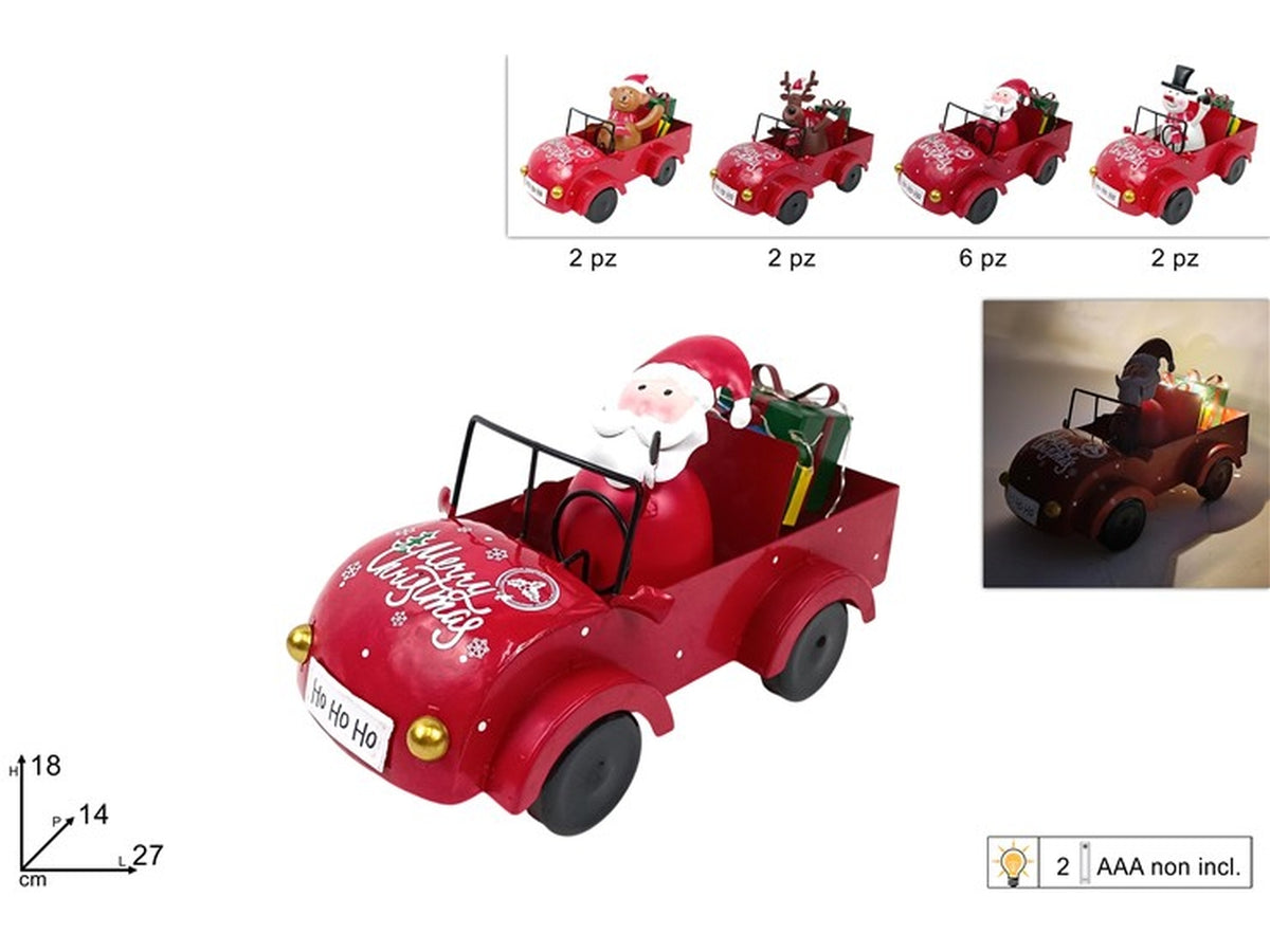 Auto latta con personaggio e luce in 4 modelli assortiti