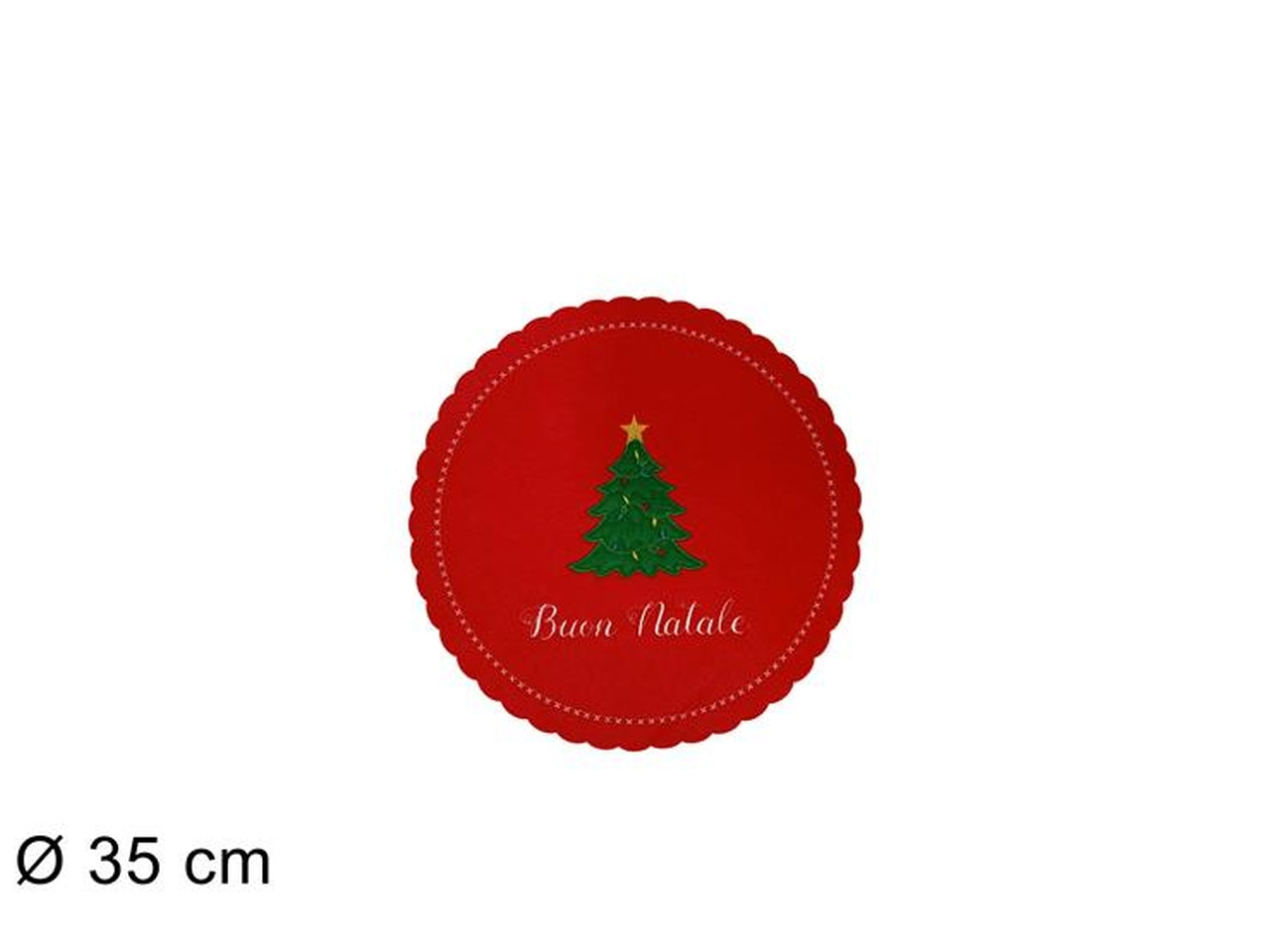 Sottopiatto in feltro tondo con albero 35cm rosso