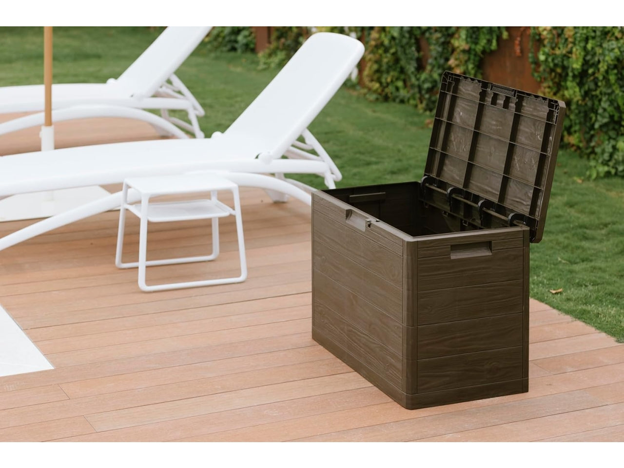 Baule woody's multiuso effetto legno 160l 77,5x44,5xh.52,7 marrone