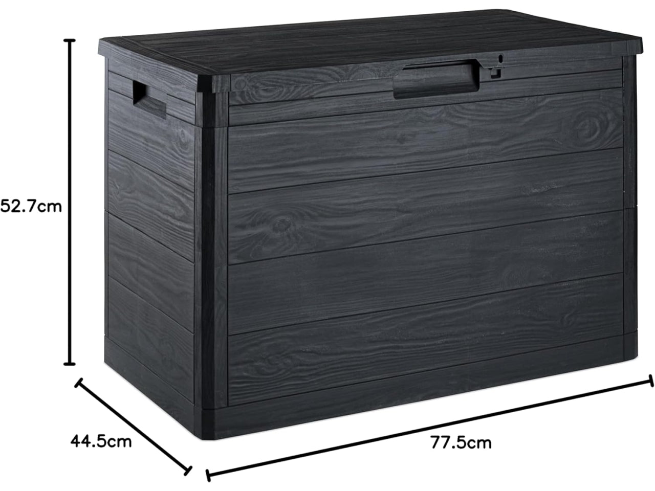 Baule woody's multiuso effetto legno 160l 77,5x44,5xh.52,7 antracite scuro
