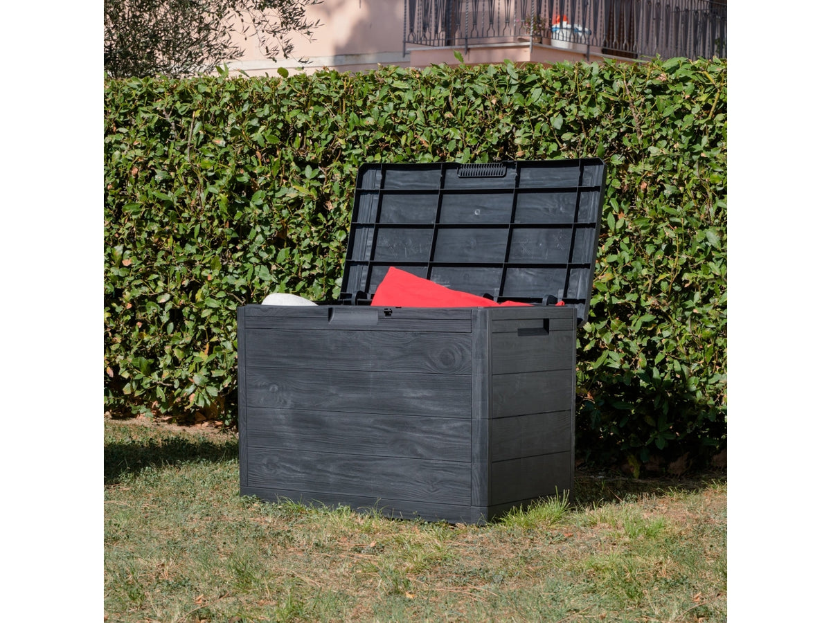 Baule woody's multiuso effetto legno 160l 77,5x44,5xh.52,7 antracite scuro