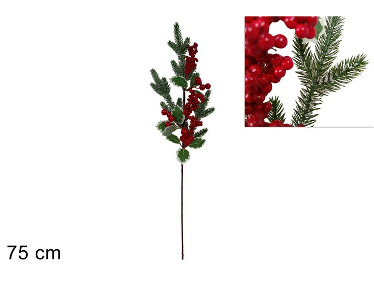 Ramo con bacche e agrifoglio 75cm
