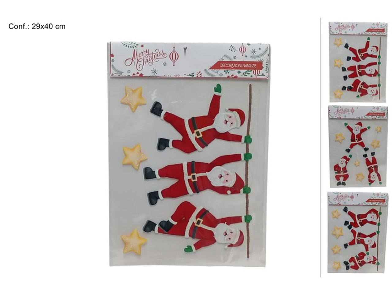 Vetrofania babbo natale con stelle assortite