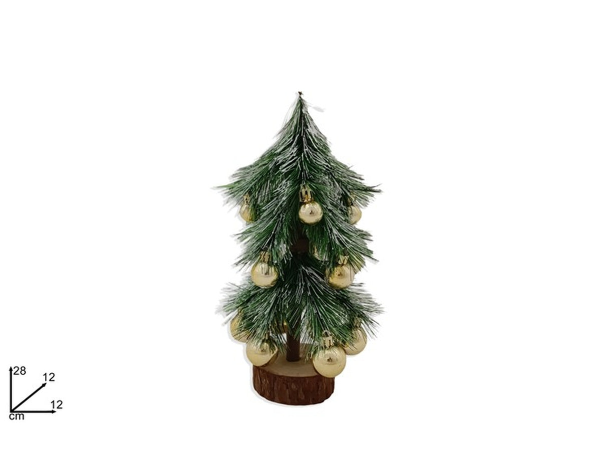 Albero 28cm con tronco e palline oro