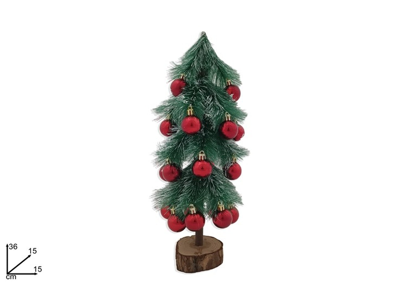 Albero 36cm con tronco e palline rosse