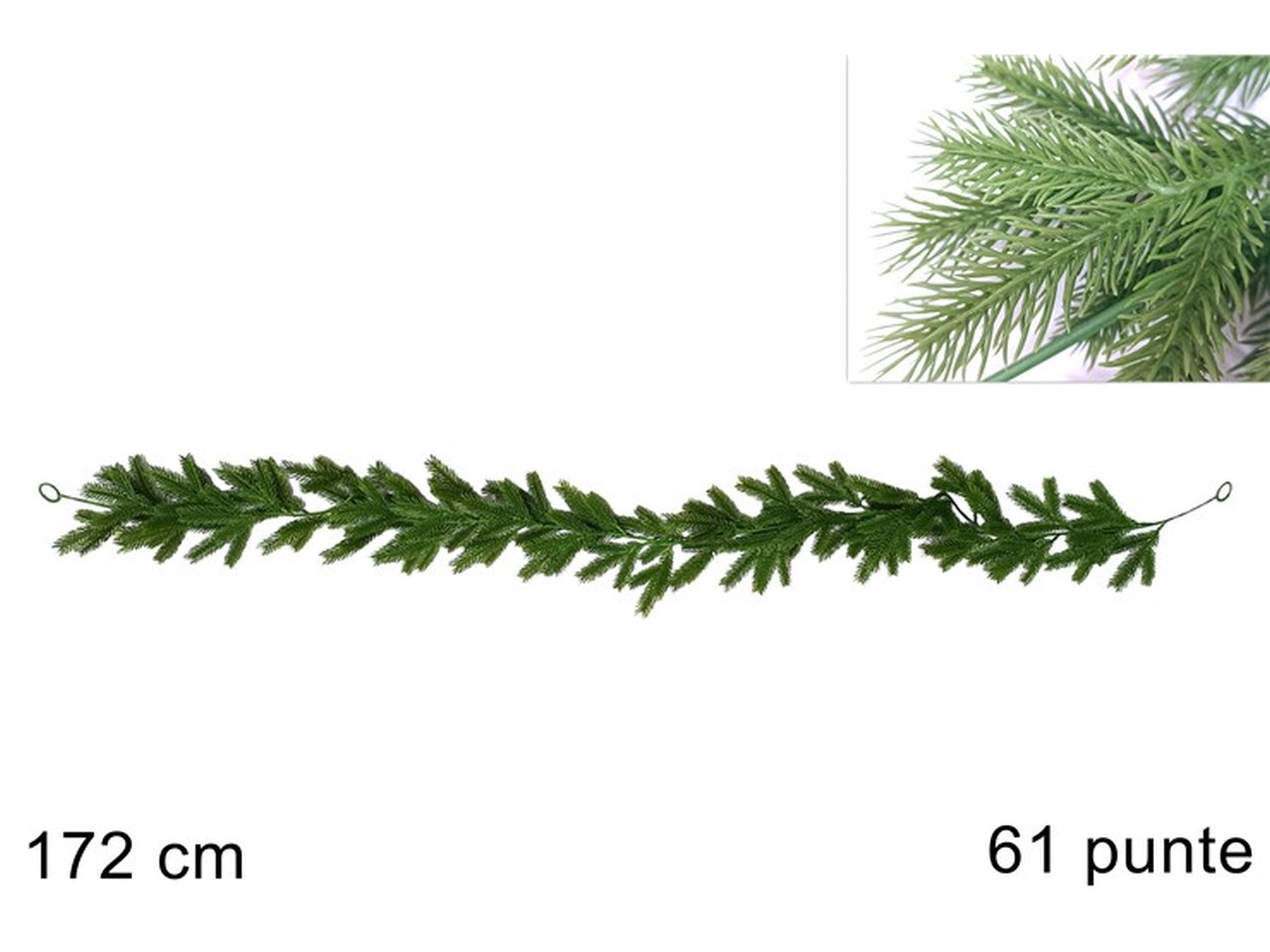 Ghirlanda 172cm verde con 61 punte