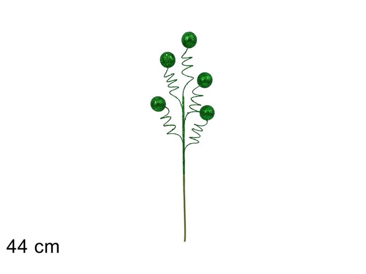 Ramo 44cm con palline glitterate verde