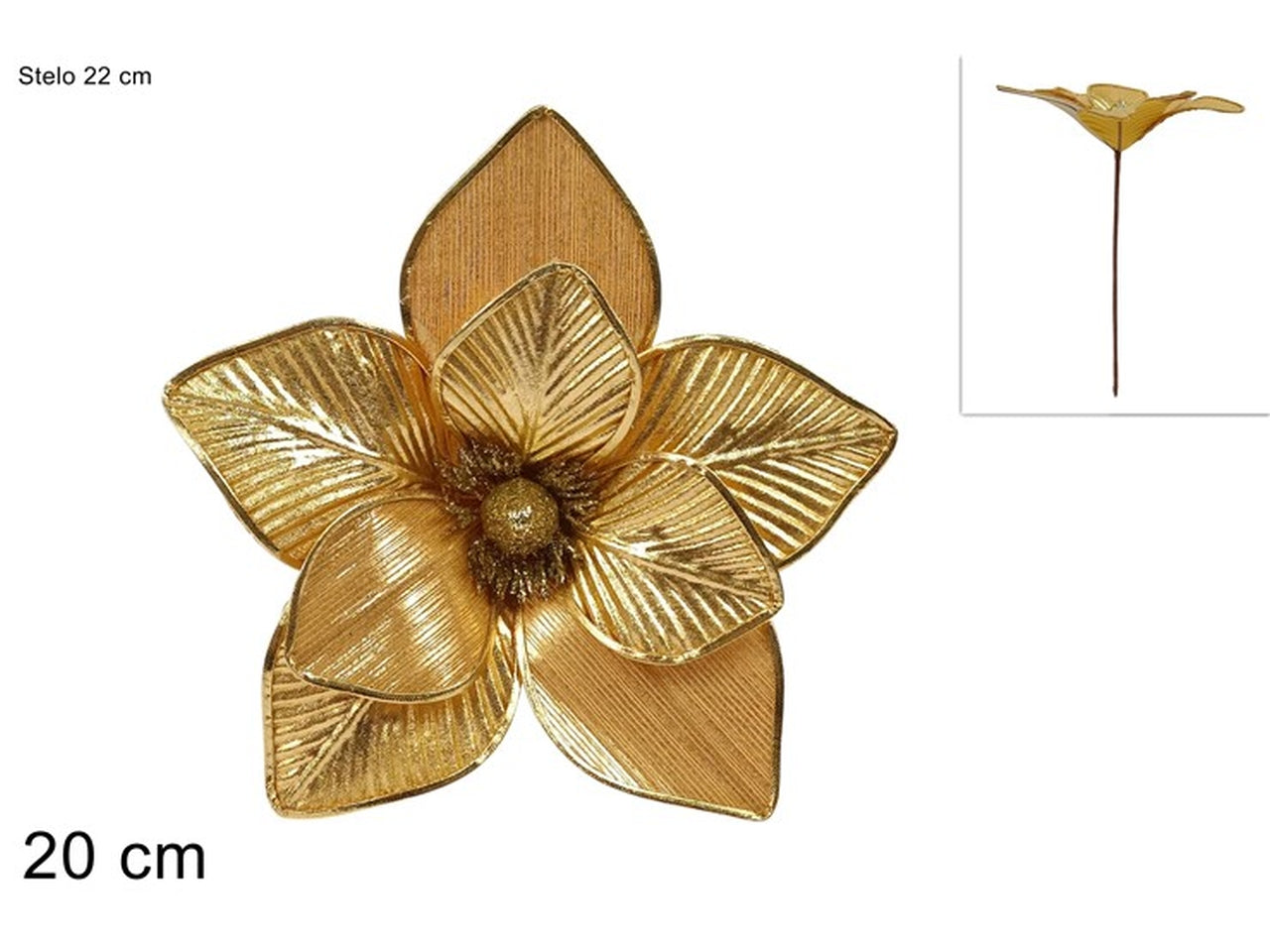 Pick fiore laminato rigato 20cm oro