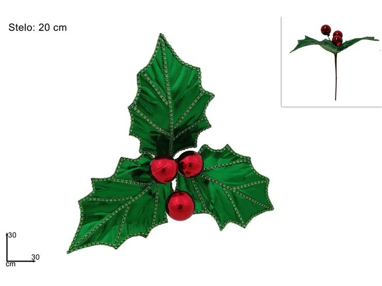 Ramo aghifoglio lucido 30cm verde