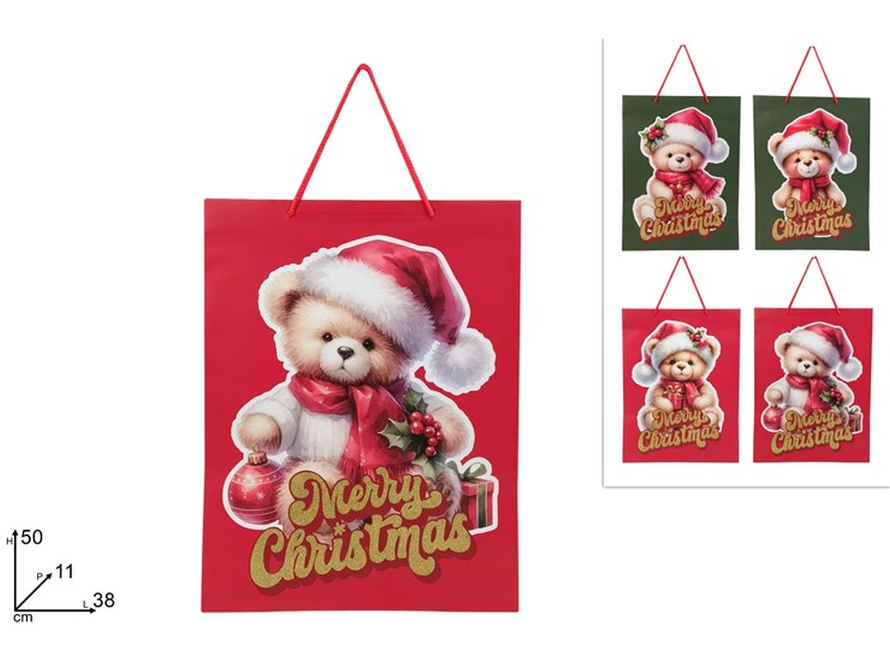 Shopper orsetto natalizio 50x38x11cm assortite