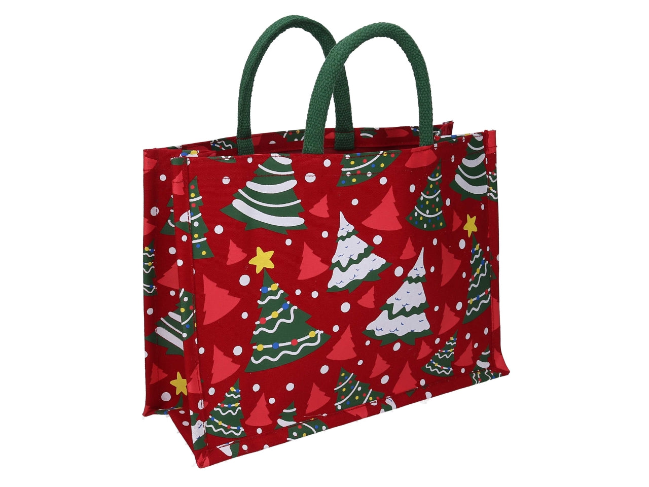 Borsa cotone con alberi di natale rosso 36 x12,5xh.25cm