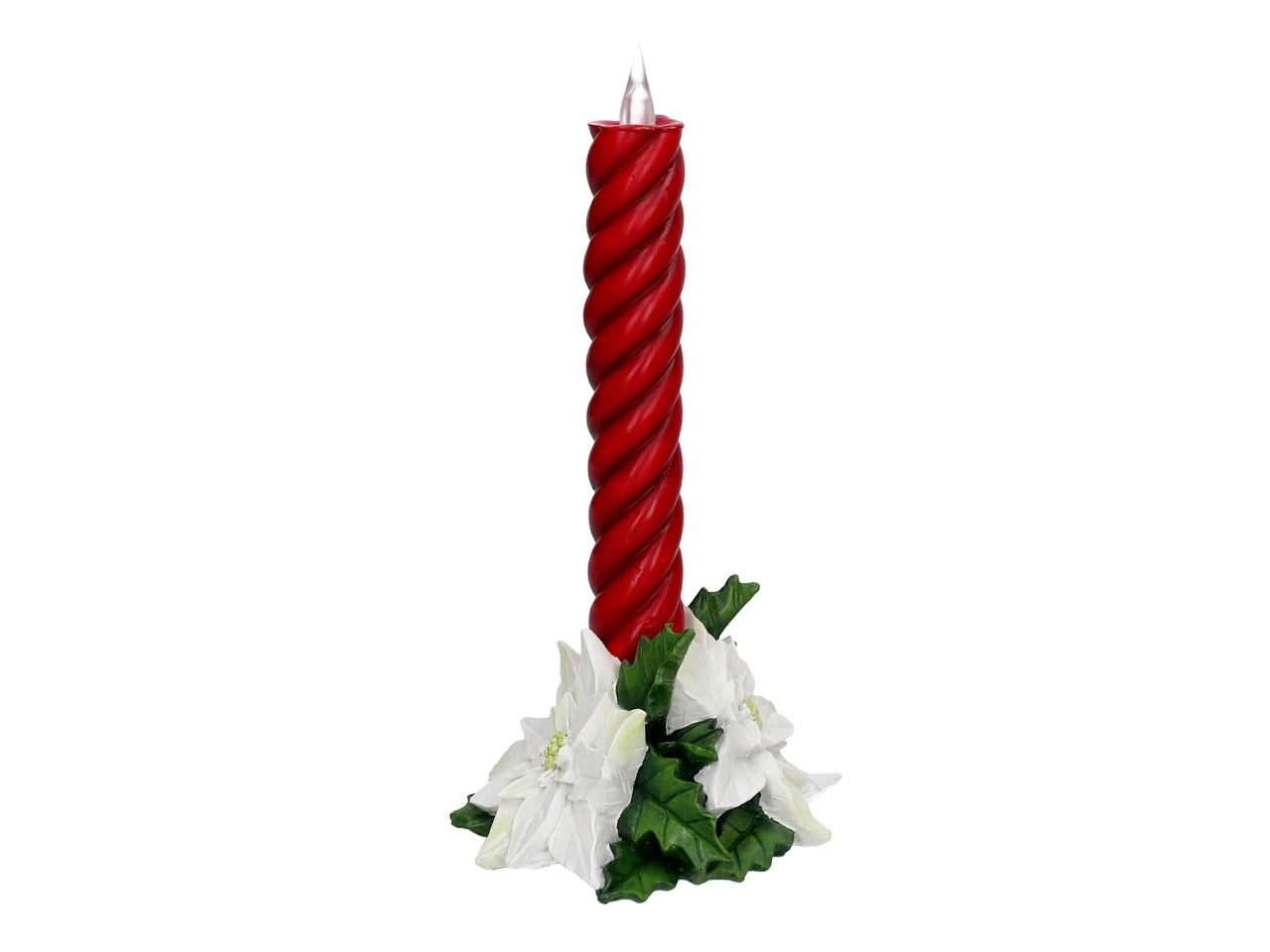 Candela in resina rossa con led 27,6cm