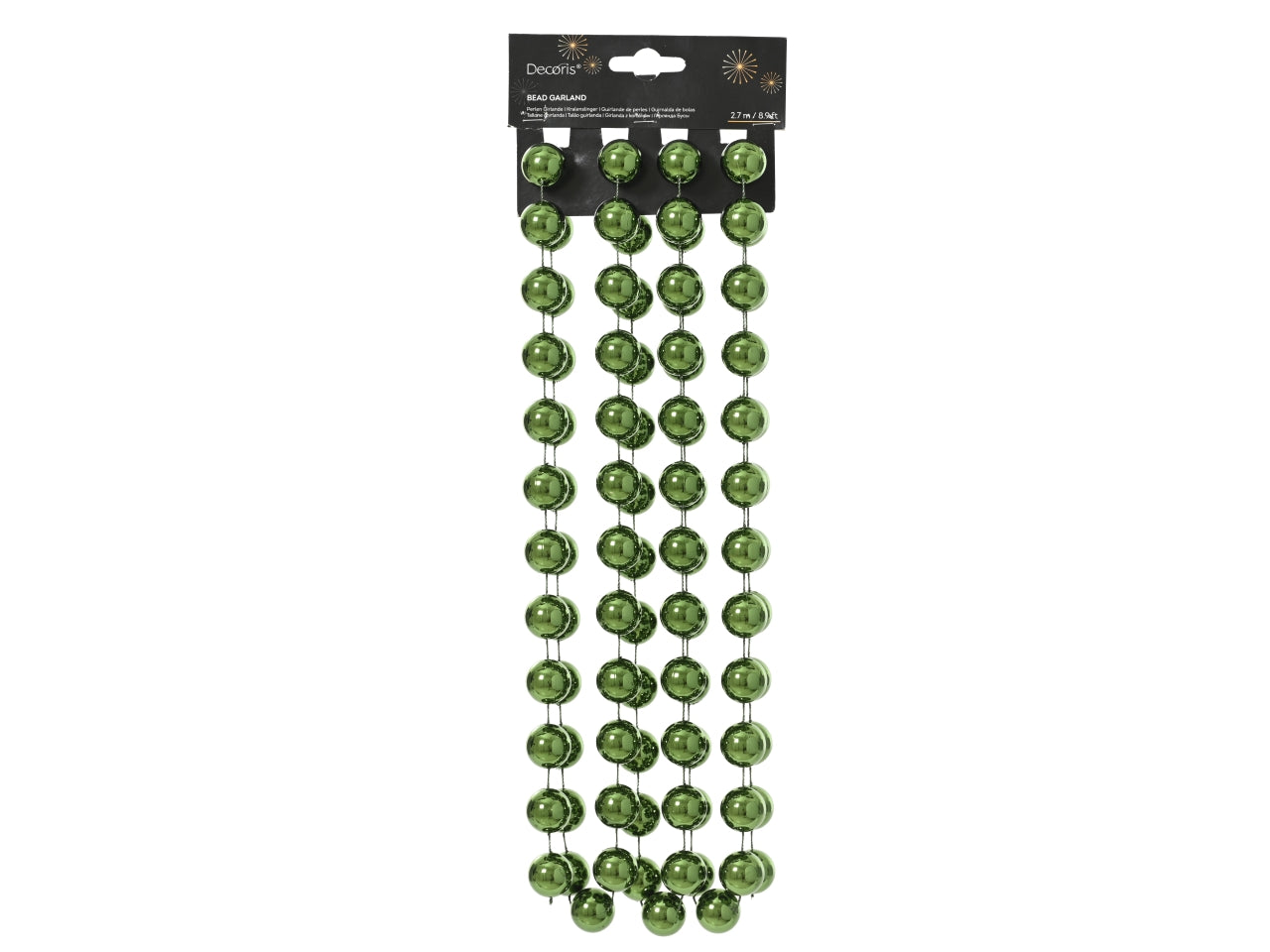 Ghirlanda con palle d.2x270cm verde