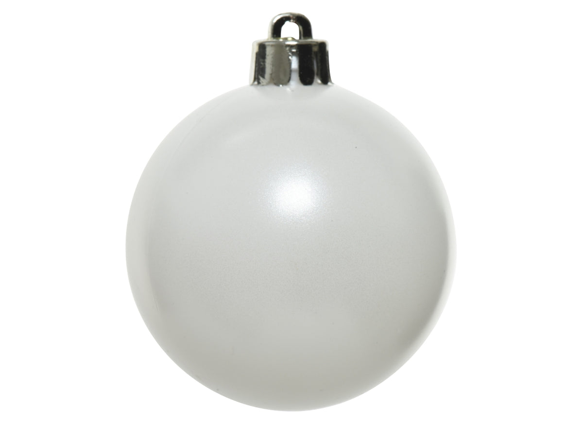 Palla di Natale 8cm in confezione da 6 pezzi bianco opaco