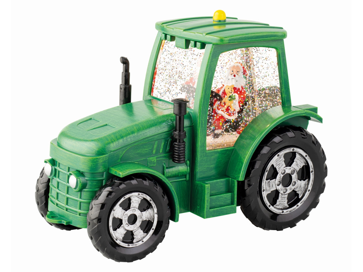 Trattore babbo natale con acqua e led a batteria 11x22x17cm