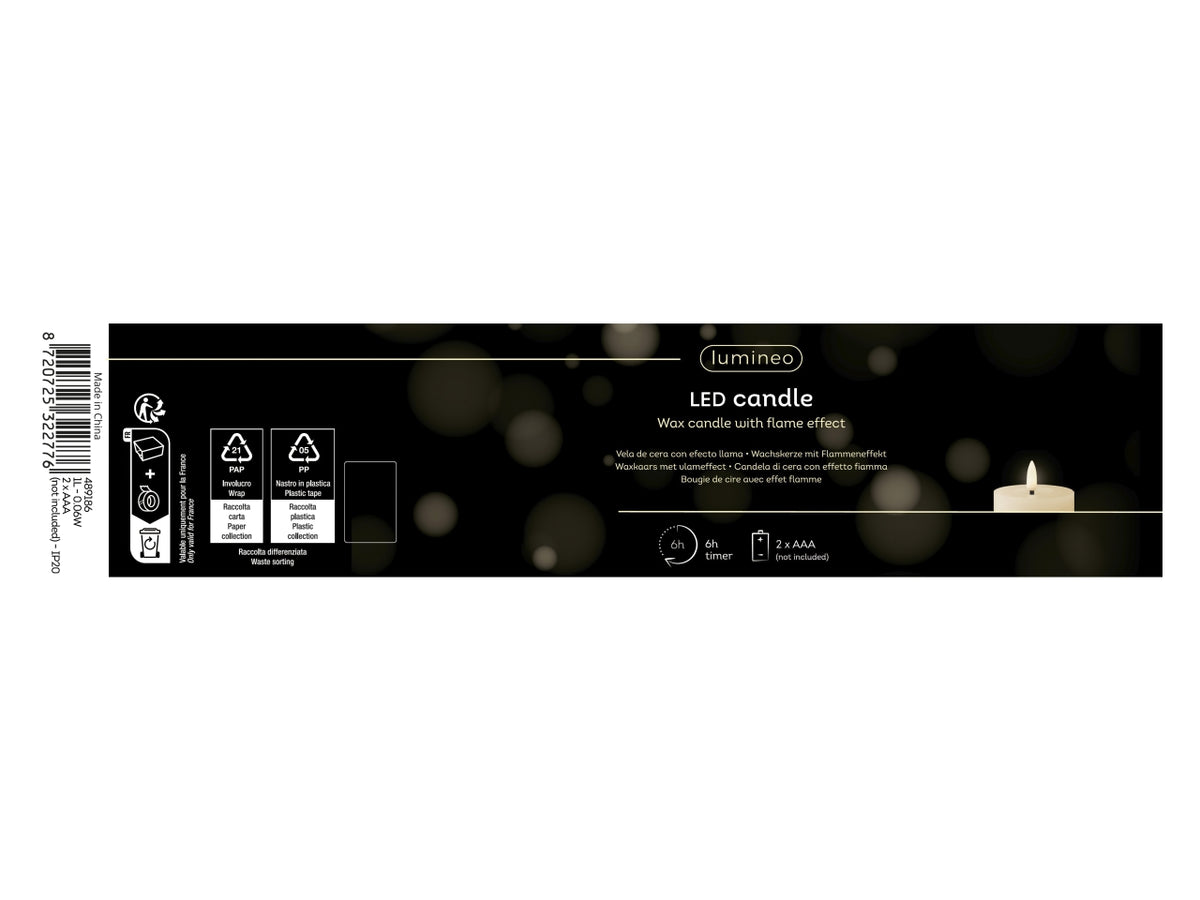 Candela led 7x15cm a batteria bianco