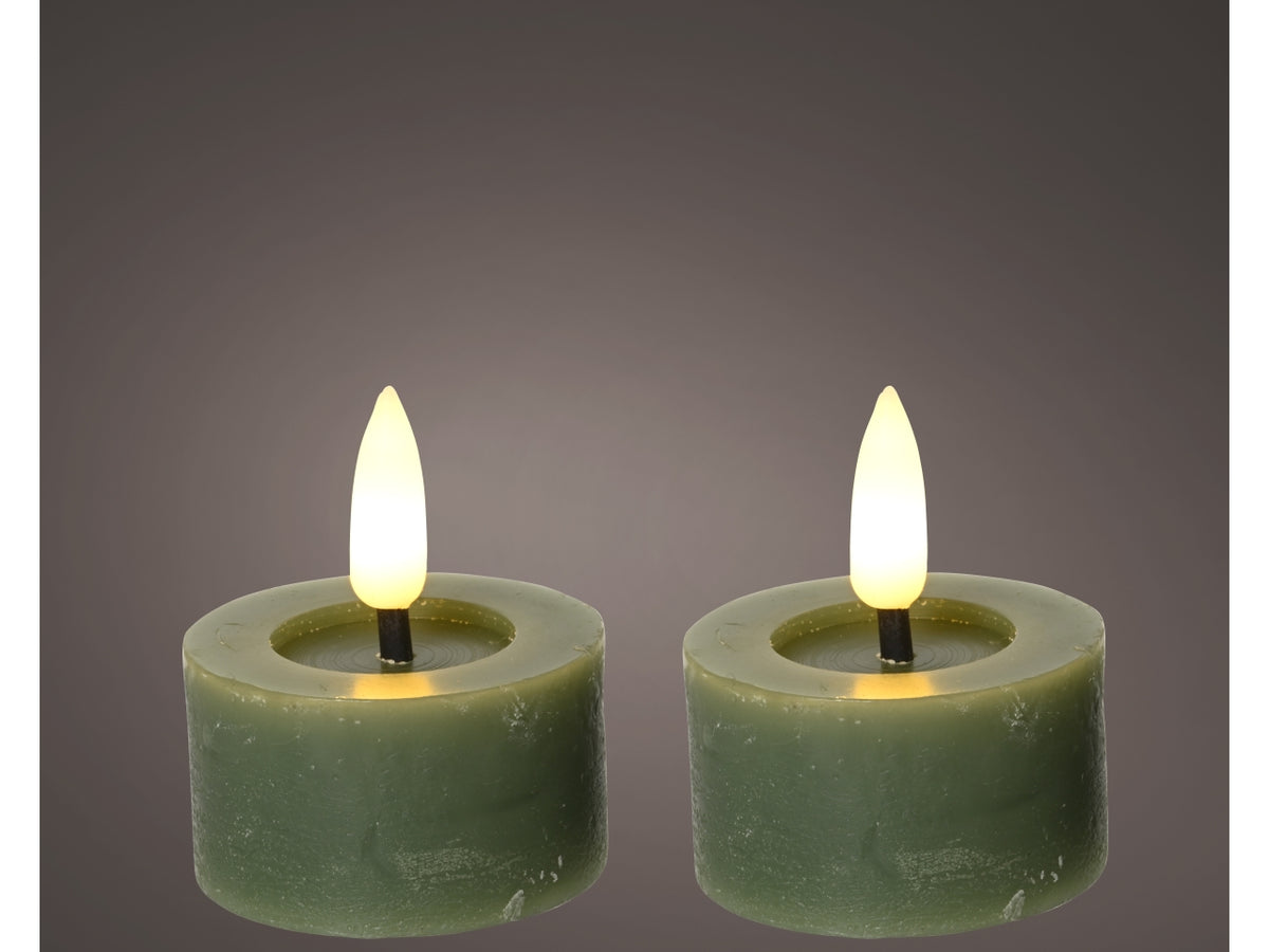 Tealight led 4x4,5cm a batteria 2 pezzi verde