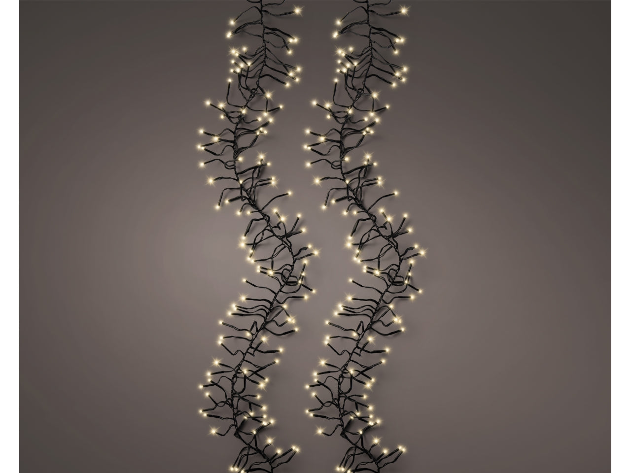Catena luci 1512led a grappolo oro soft 8 funzioni 14mt filo nero per uso interno/esterno