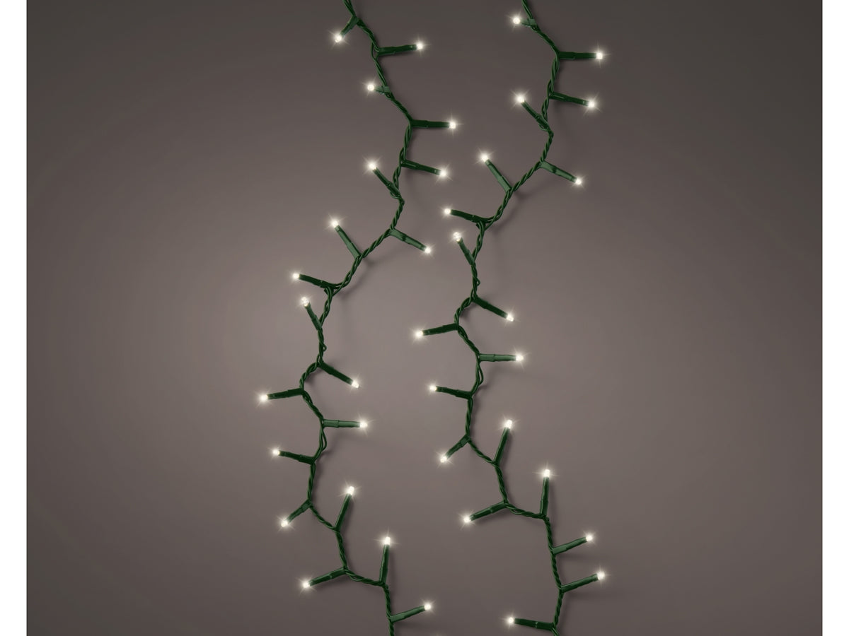 Catena luci 3000led bianco caldo 8 funzioni 60mt filo verde per uso interno/esterno