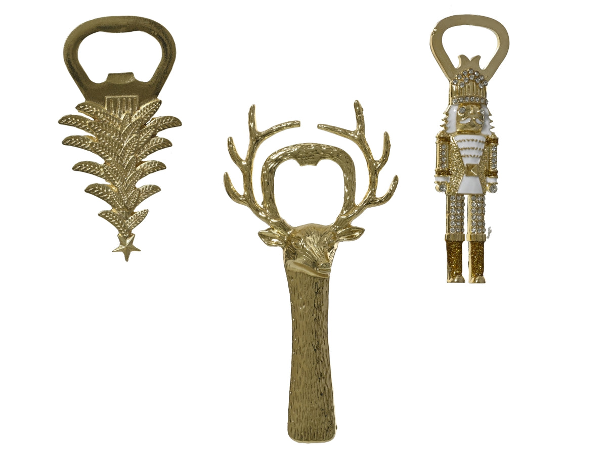 Apribottiglie 13,5cm oro 3 modelli assortiti