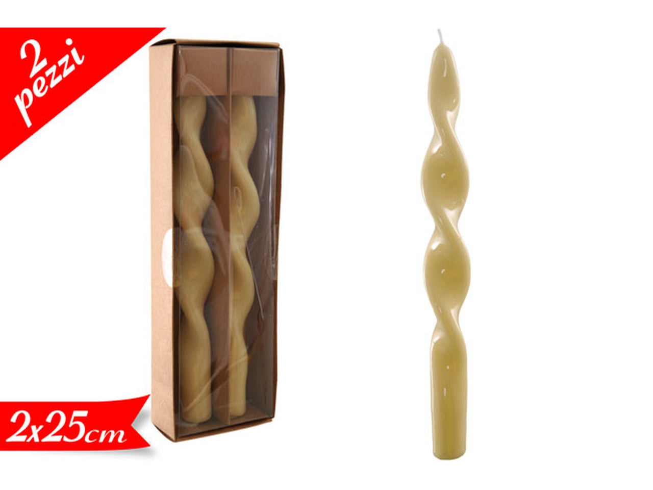 Coppia di candele avorio 25cm