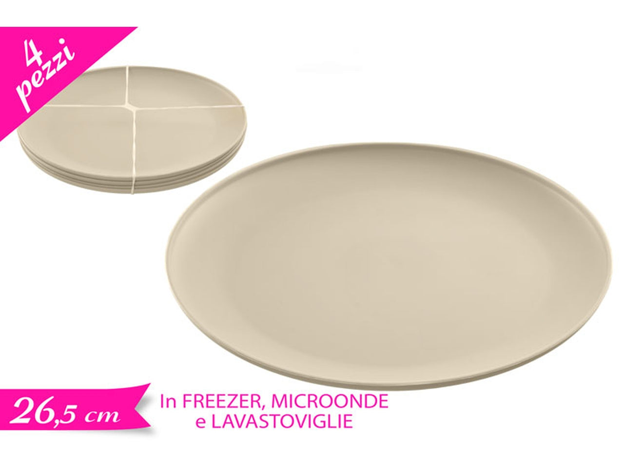 Set 4 piatti in plastica riutilizzabile, colore avorio chic ideali per tavola e outdoor$