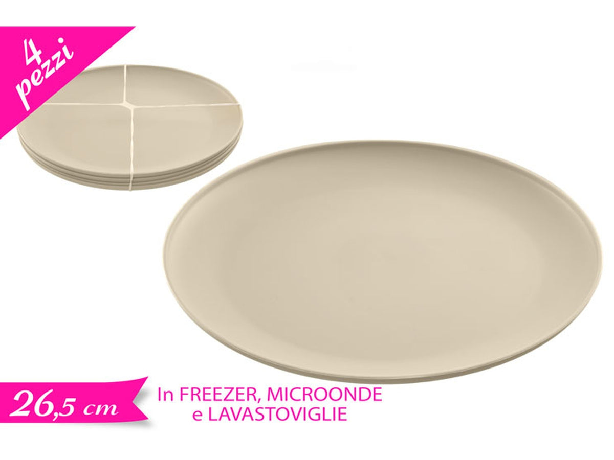 Set 4 piatti in plastica riutilizzabile, colore avorio chic ideali per tavola e outdoor$