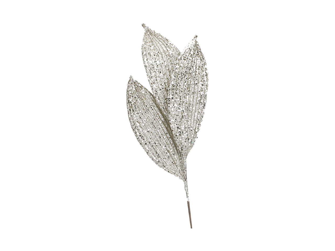 Ramo foglie glitter champagne