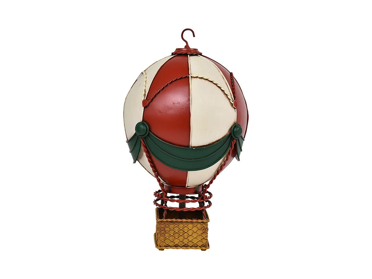 Mongolfiera 17x17x30cm rosso, bianco e verde