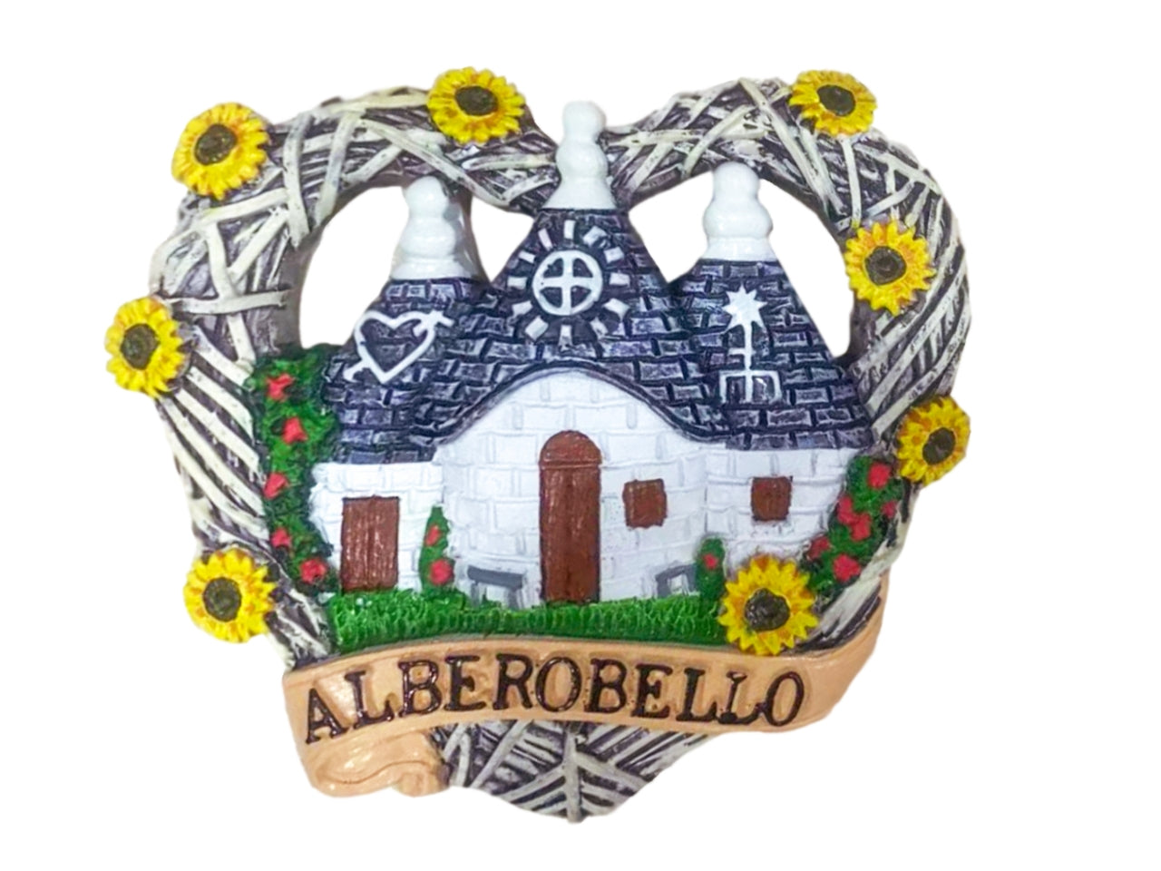 Magnete alberobello cuore girasoli
