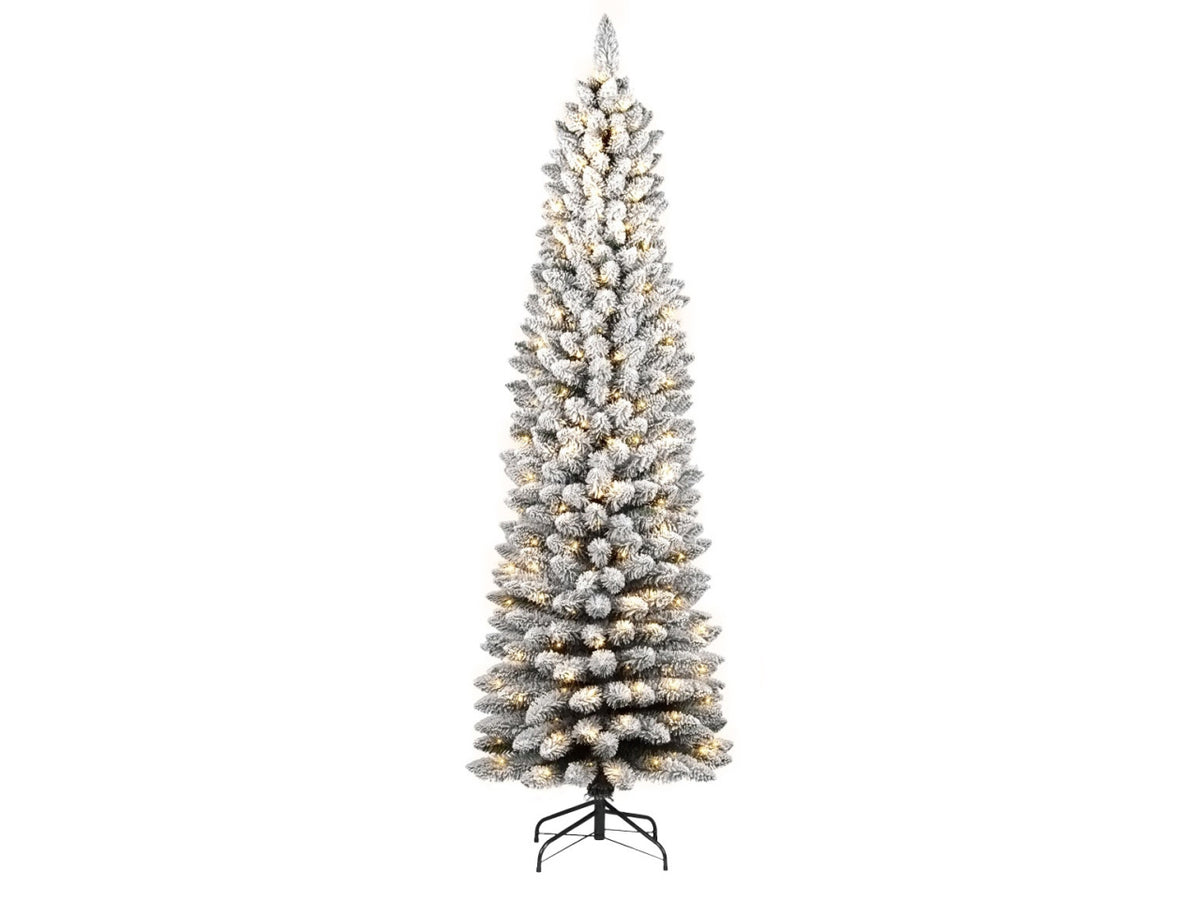 Albero silvestre floccato 240cm con 450bianco caldo e giochi di luce 505 rami diametro 66cm montaggio pencil