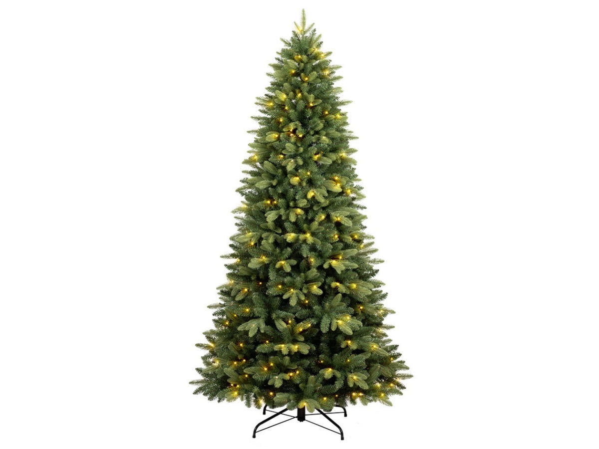 Albero Utah 210cm con 350 led bianco caldo e giochi di luce 1257rami diametro 104cm pe+pvc montaggio ad ombrello
