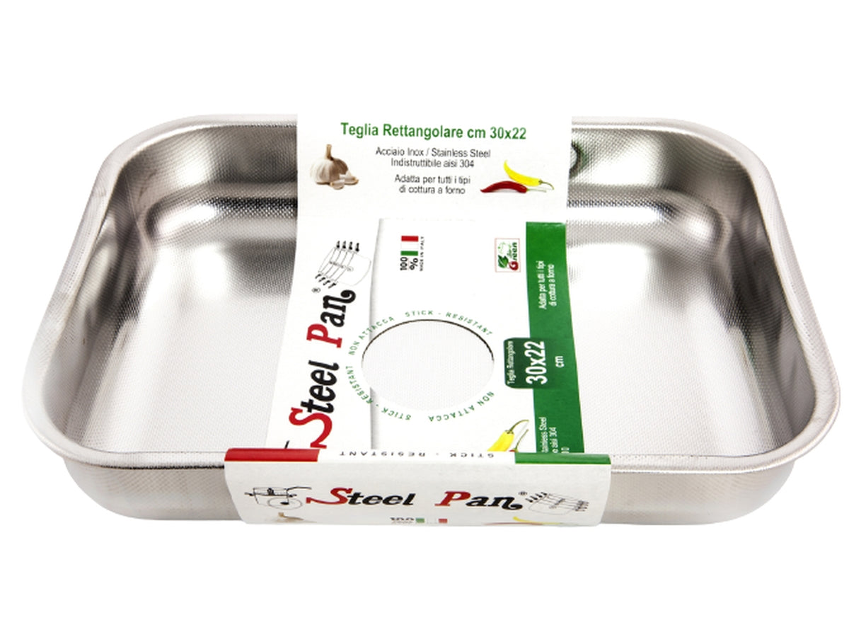 Teglia rettangolare 40cm inox 18/10 anti-aderente