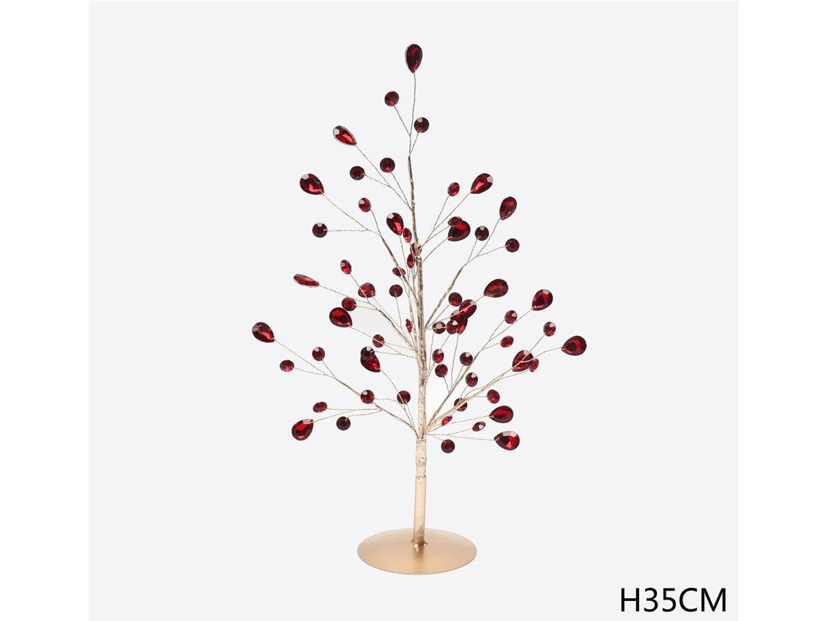Albero 35cm con gemme bordeaux