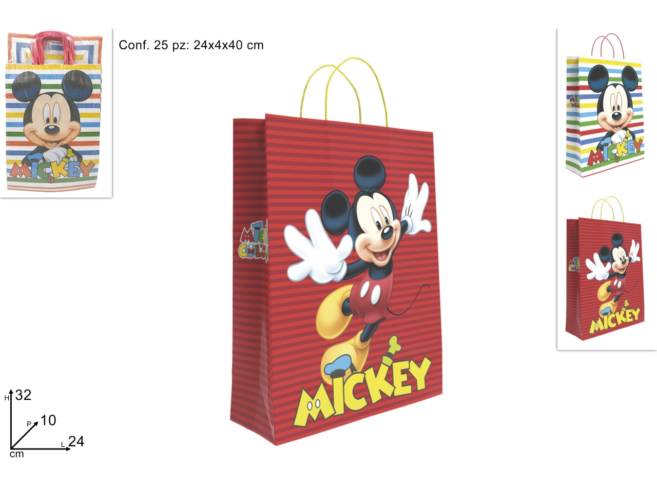 Busta regalo 24x10x32cm mickey in 2 assortimenti