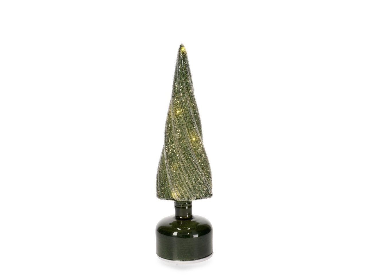 Albero pino in vetro 30cm karyn con led verde