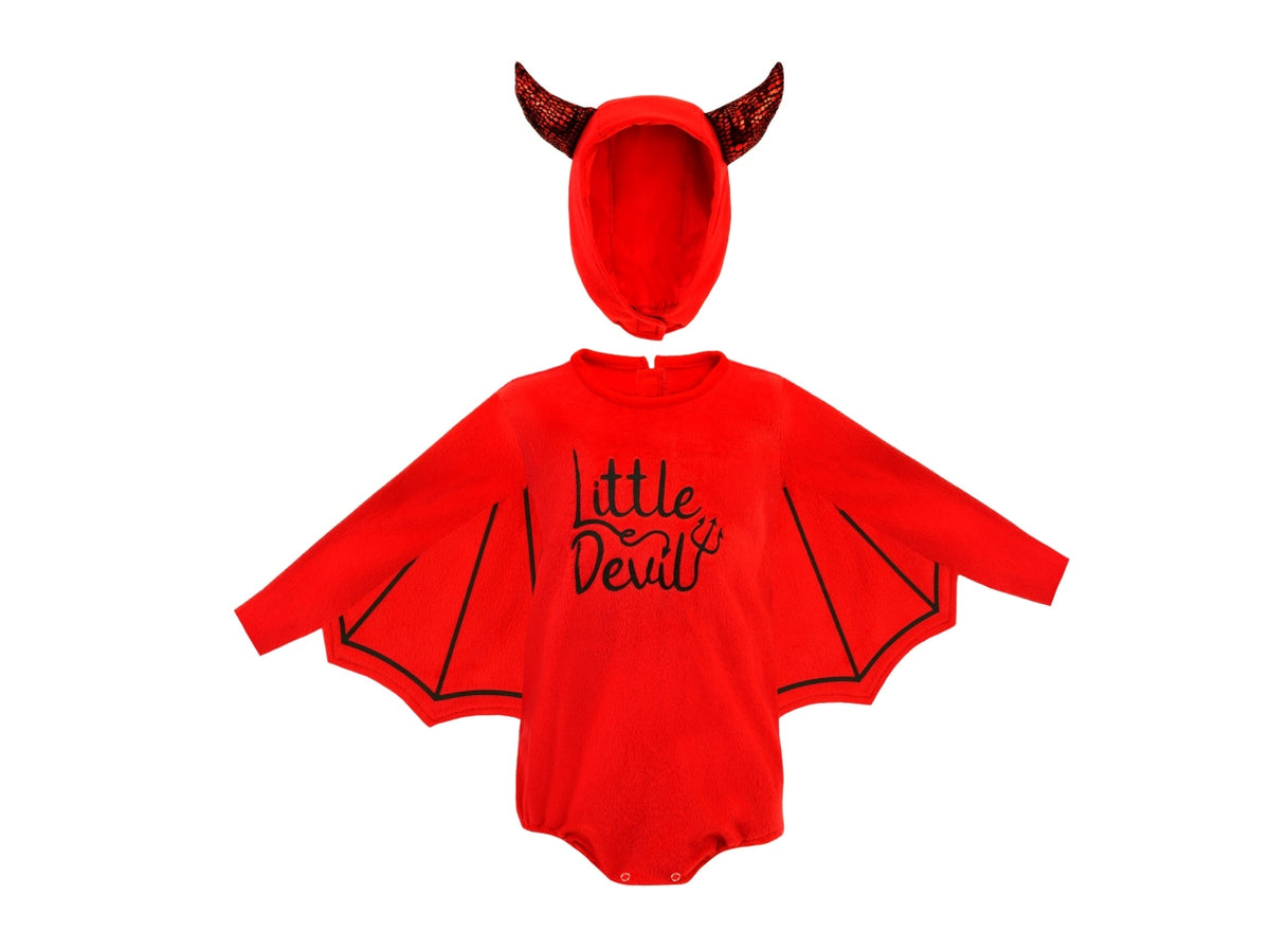 Costume diavolo peluche,tuta e copricapo taglia 1-2anni