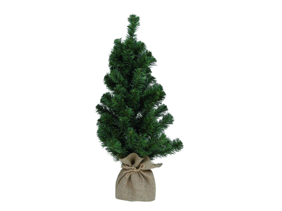 Albero di Natale 70cm verde con base in juta